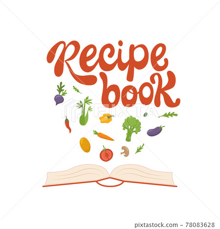 Cooking Book Lettering Recipe book handwritten lettering sign with... - Stock Illustration ...