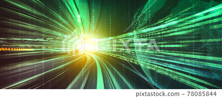 Digital data flow on road with motion blur to create vision of fast speed transfer Digital data flow on road with motion blur to create vision of fast speed transfer 78085844