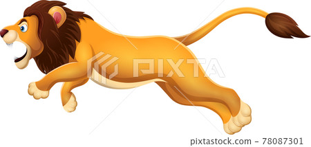 Cartoon lion jumping isolated on white background 78087301