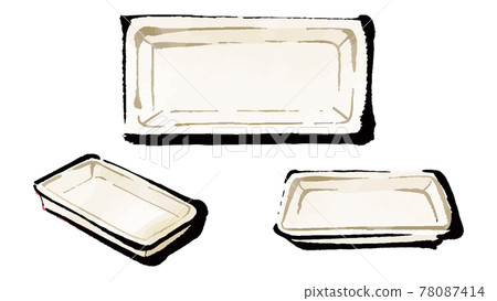 Illustration material: Empty plate color illustration set 78087414