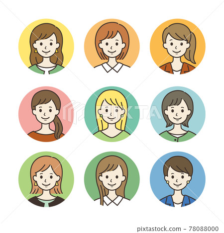 微笑女人圖標2簡單插畫素材 微笑女人圖標2簡單插畫素材 78088000