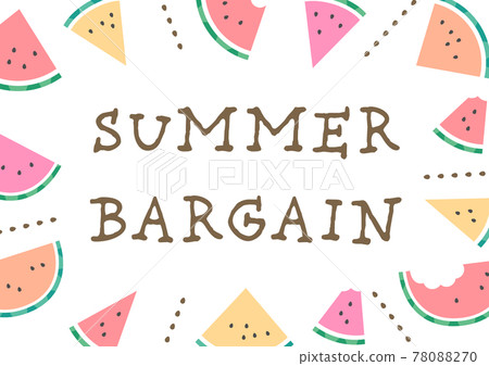 Illustrations and letters of watermelons lined up like natural and cute concentrated lines (SUMMER BARGAIN) Illustrations and letters of watermelons lined up like natural and cute concentrated lines (SUMMER BARGAIN) 78088270