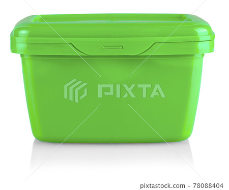 close up green plastic box with spicy Korean sauce isolated on white close up green plastic box with spicy Korean sauce isolated on white 78088404