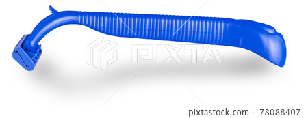 close up blue plastic disposable shaver isolated on white close up blue plastic disposable shaver isolated on white 78088407