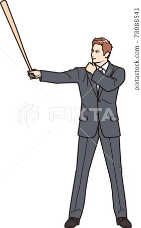 Businessman in batting pose Full body 78088541