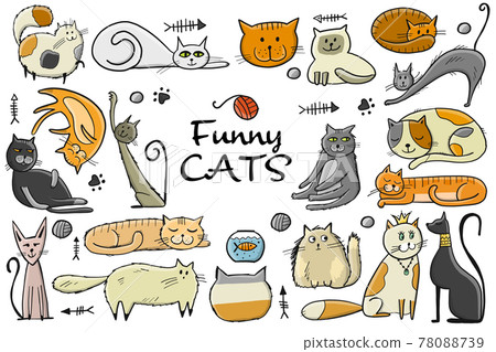 World Cats Day. Art frame with collection of cats character for your design World Cats Day. Art frame with collection of cats character for your design 78088739