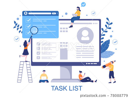 Task List Vector Illustration To Do list Time Management, Work Planning or Organization of Daily Goals. Landing Page Template 78088779