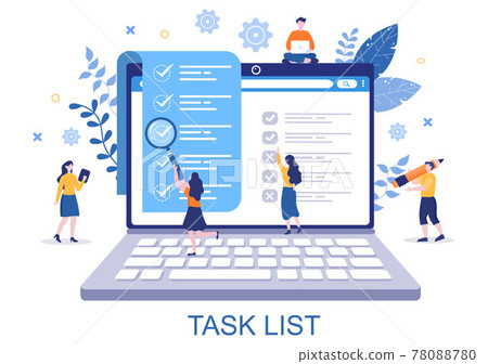 Task List Vector Illustration To Do list Time Management, Work Planning or Organization of Daily Goals. Landing Page Template 78088780