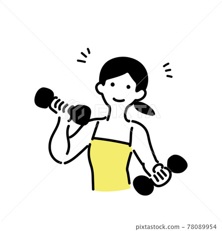A simple woman exercising with dumbbells 78089954