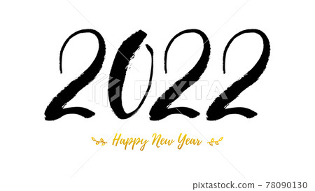 2022. Happy New year. Handwriting numbers and text 78090130