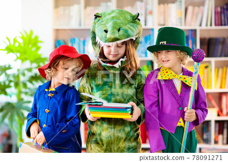 Kids in book character costume. School party. Kids in book character costume. School party. 78091271