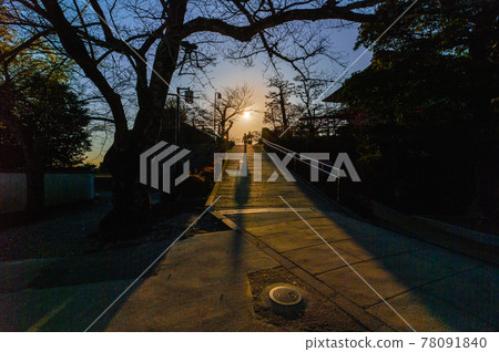 早春的日落和風景，2 月 22 日的剪影，到日本寶塚市的中山梅林 78091840