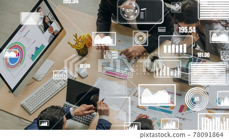 Creative visual of business people in a corporate staff meeting on video call Creative visual of business people in a corporate staff meeting on video call 78091864