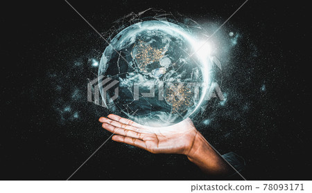 Global network connection covering earth with link of innovative perception 78093171
