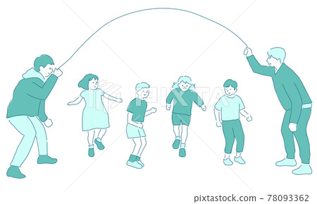 Illustrations of children enjoying jumping rope (white background, vector, cutout) 78093362