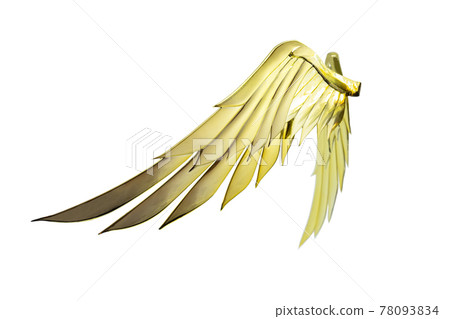 Golden angel wing with gold color isolated on white background and clipping path 78093834