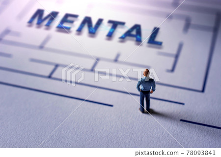 Mental Health Concept. Challenge for Therapist or Person to cure a Mind Disease. Psychological Complexity, Emotion, Memories, Perceptions, and Wishes of Human. Miniature on Maze Mental Health Concept. Challenge for Therapist or Person to cure a Mind Disease. Psychological Complexity, Emotion, Memories, Perceptions, and Wishes of Human. Miniature on Maze 78093841