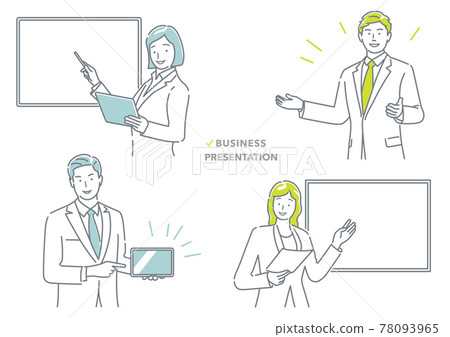 Business presentation line drawing illustration set Business presentation line drawing illustration set 78093965