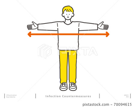 Young men taking social distance yellow version Young men taking social distance yellow version 78094615