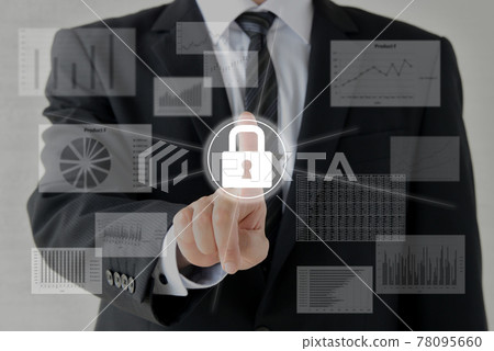 信息保護形象-商人和掛鎖 78095660