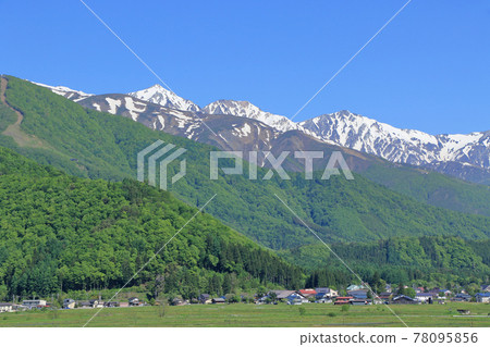 5月的白馬山腳下的白馬三山 78095856