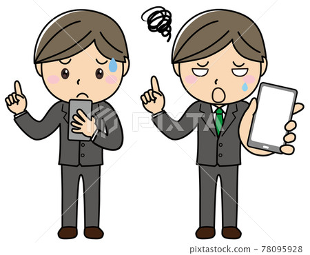 Boy 01_13 (suit, embarrassment, trouble, smartphone, pointing, point, explanation) Boy 01_13 (suit, embarrassment, trouble, smartphone, pointing, point, explanation) 78095928