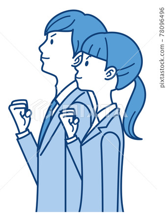 Sideways men's and women's suits guts pose with outline similar colors Sideways men's and women's suits guts pose with outline similar colors 78096496