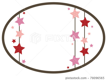 紅色和粉色日式星形圓框 78096565