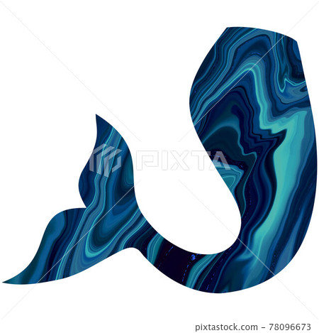 Blue mermaid Tail hand-drawn illustration. Marble Fishtail Blue mermaid Tail hand-drawn illustration. Marble Fishtail 78096673