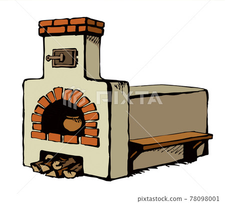 Old Russian stove. Vector drawing 78098001
