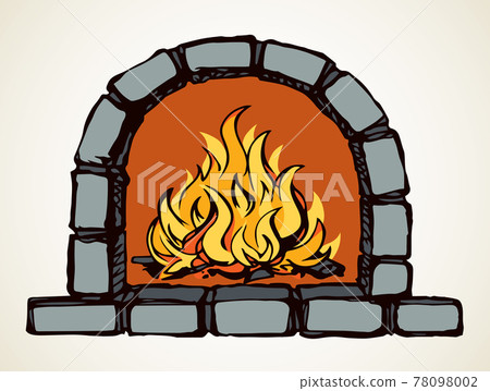 Old Russian stove. Vector drawing 78098002