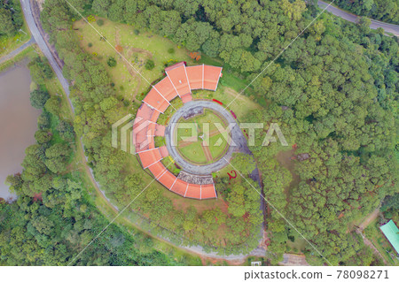 Aerial view of Pratamnak building, khao kho, Thailand with forest trees and green mountain hill. Nature landscape background, Thailand. Aerial view of Pratamnak building, khao kho, Thailand with forest trees and green mountain hill. Nature landscape background, Thailand. 78098271