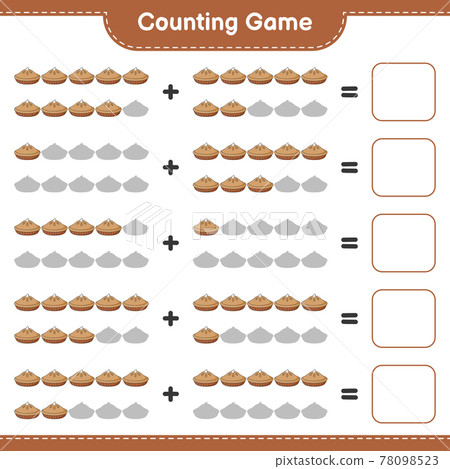 Counting game, count the number of Pie and write the result. Educational children game, printable worksheet, vector illustration 78098523