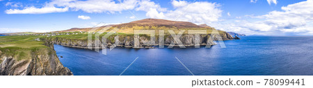 Aerial view of the Napoleonic Signal Tower in Malin Beg - County Donegal, Ireland 78099441