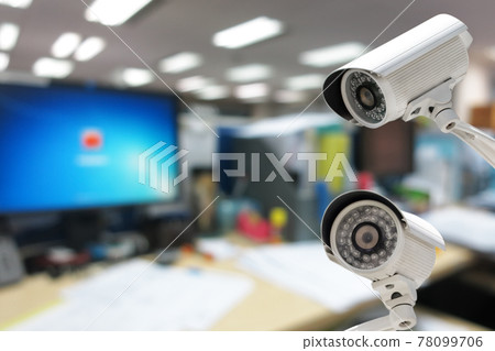 CCTV Camera security operating in office building. CCTV Camera security operating in office building. 78099706