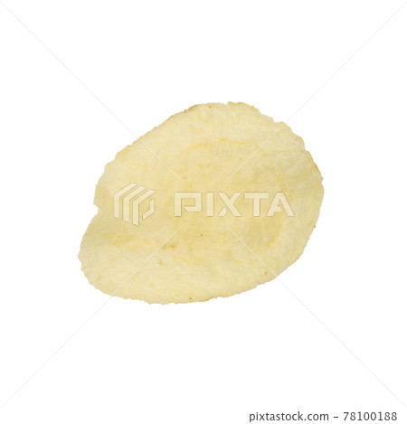Single potato chip on white background. Single potato chip on white background. 78100188