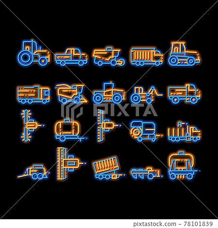 Agricultural Vehicles Vector neon glow icon... - Stock Illustration ...