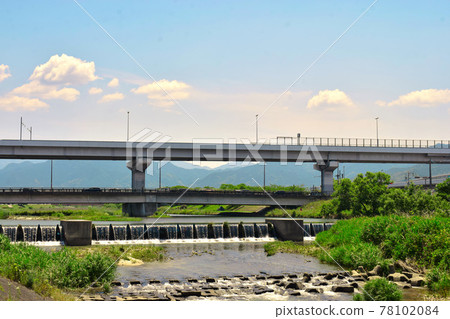 Muromi River in early summer Fukuoka city highway outer ring road Muromi River in early summer Fukuoka city highway outer ring road 78102084