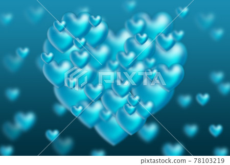 White Day Material A fantastic image of a heart formed by large and small light blue three-dimensional hearts. 78103219