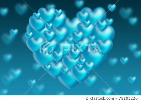 White Day Material A fantastic image of a heart formed by large and small light blue three-dimensional hearts. 78103220