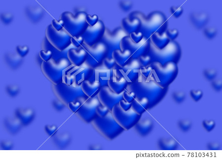 White Day Material A fantastic image of a heart formed by large and small blue three-dimensional hearts. 78103431