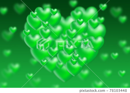 White Day Material A fantastic image of a heart formed by large and small green three-dimensional hearts. 78103448