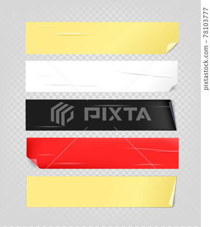 Color paper stickers with bending corners and glue effect vector set 78103777