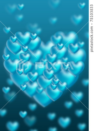 White Day Material A fantastic image of a heart formed by large and small light blue three-dimensional hearts. 78103833