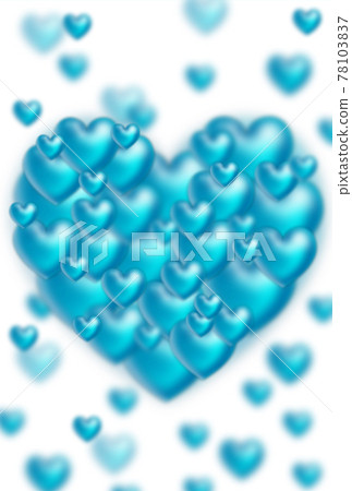 White Day Material Image of a heart shaped by large and small light blue three-dimensional hearts Floating Vertical white background Other colors available 78103837