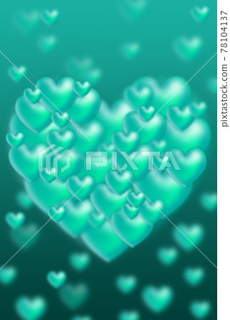 白色情人節素材 由大大小小的藍綠色 3D 心形成的奇妙的心形圖像。 白色情人節素材 由大大小小的藍綠色 3D 心形成的奇妙的心形圖像。 78104137