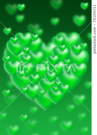White Day Material Fantastic image of a heart shaped by large and small green three-dimensional hearts Vertical and other colors available 78104151