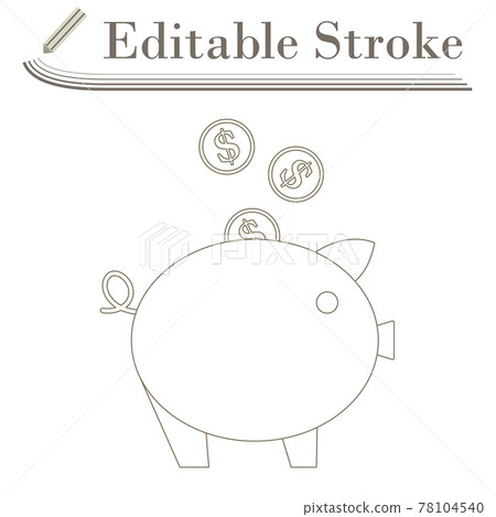 Golden Coins Fall In Piggy Bank Icon Golden Coins Fall In Piggy Bank Icon 78104540