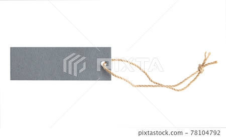 Blank tag anchored to hang on a product to show prices and discounts isolated on white background. Blank tag anchored to hang on a product to show prices and discounts isolated on white background. 78104792