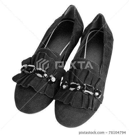 New suede female shoes isolated on white background. Stylish shoes. New suede female shoes isolated on white background. Stylish shoes. 78104794